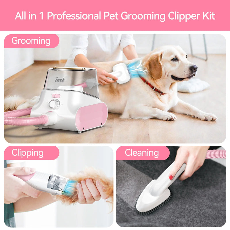 P30 Dog Grooming Vaccum, 4.5L Large Capacity Pet Grooming Vacuum Kit, 5-In-1 Ultra-Low Noise Pet Grooming Vacuum for Dogs, Cats