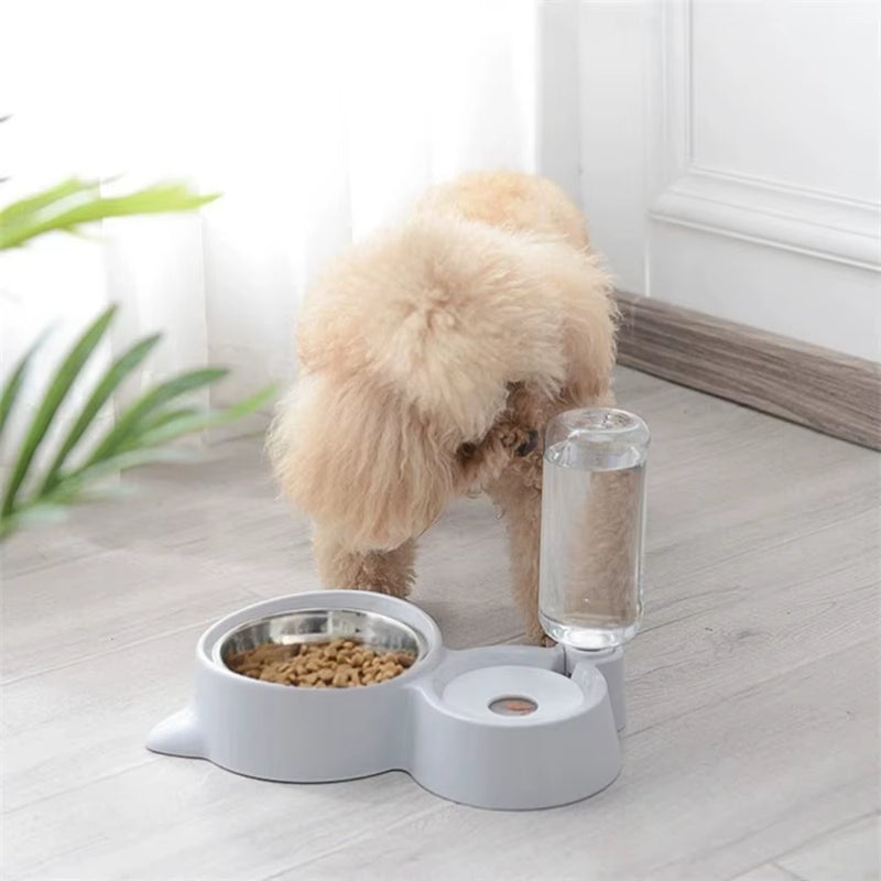 New 2-In-1 Cat Bowl Water Dispenser Automatic Water Storage Pet Dog Cat Food Bowl Food Container with Waterer Pet Waterer Feeder