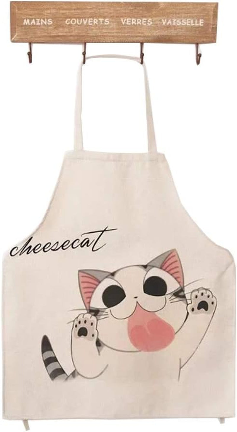 Cute Cat Cartoon Apron Cat Funny Face Japanese Creative Comic Apron Adults Size for Baking, Cooking, Bbq